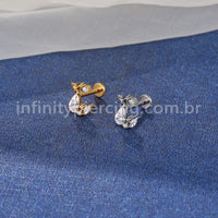 Piercing Labret Aço Cirúrgico Estrelas Com Zircônia