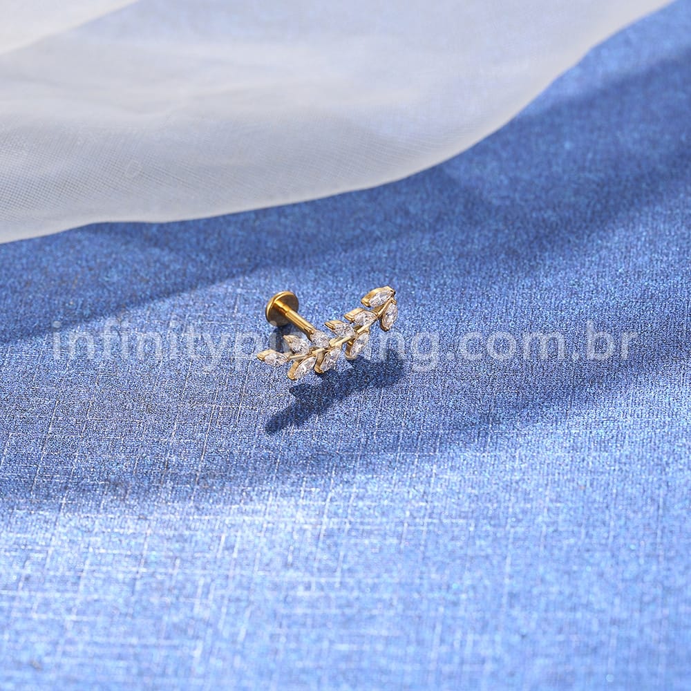 Piercing Labret Titânio Galho Zircônia