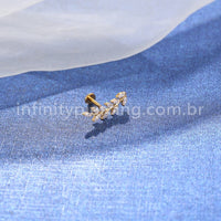 Piercing Labret Titânio Galho Zircônia