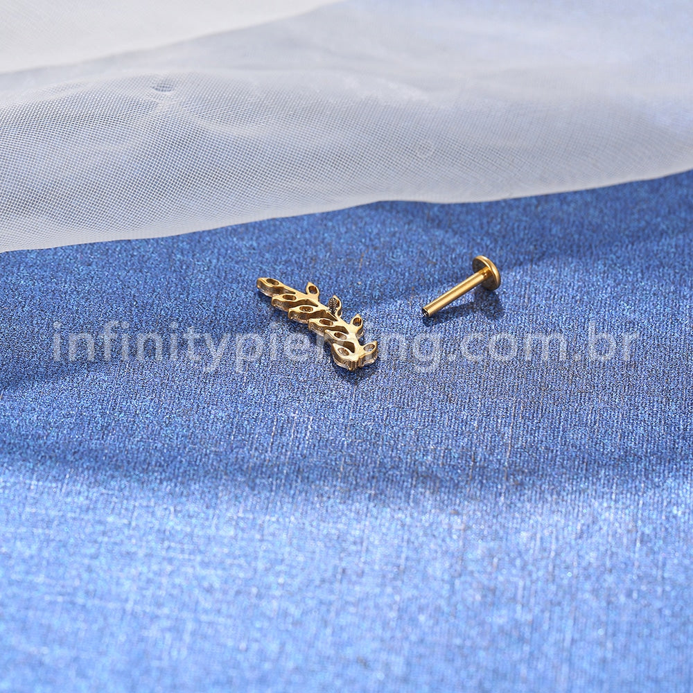 Piercing Labret Titânio Galho Zircônia