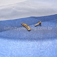 Piercing Labret Titânio Galho Zircônia