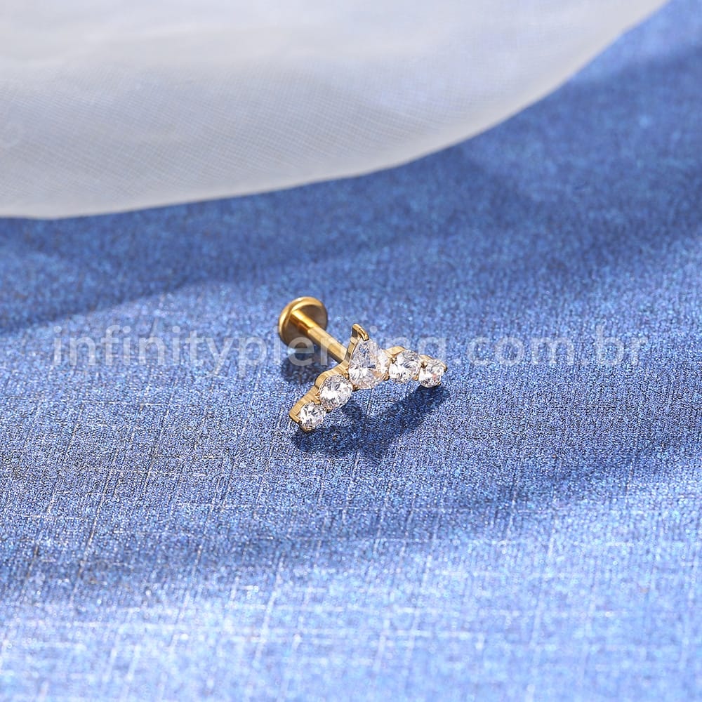 Piercing Labret Titânio Cluster 5 Zircônias