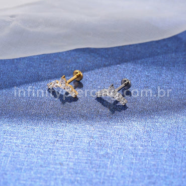 Piercing Labret Titânio Cluster 5 Zircônias