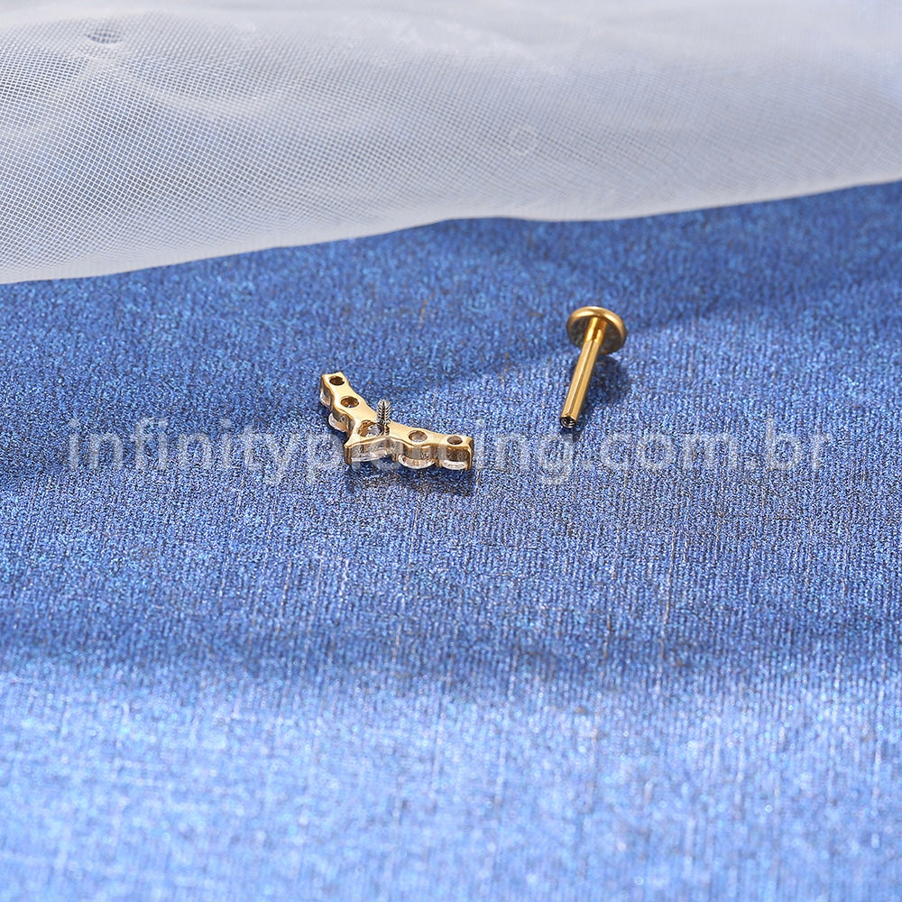 Piercing Labret Titânio Cluster 5 Zircônias