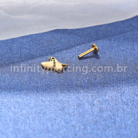 Piercing Labret Titânio Borboleta Zircônia