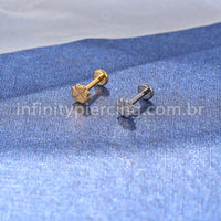 Piercing Labret Titânio Trevo 4 Folhas