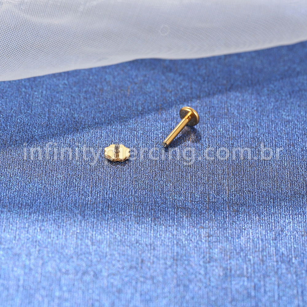 Piercing Labret Titânio Trevo 4 Folhas