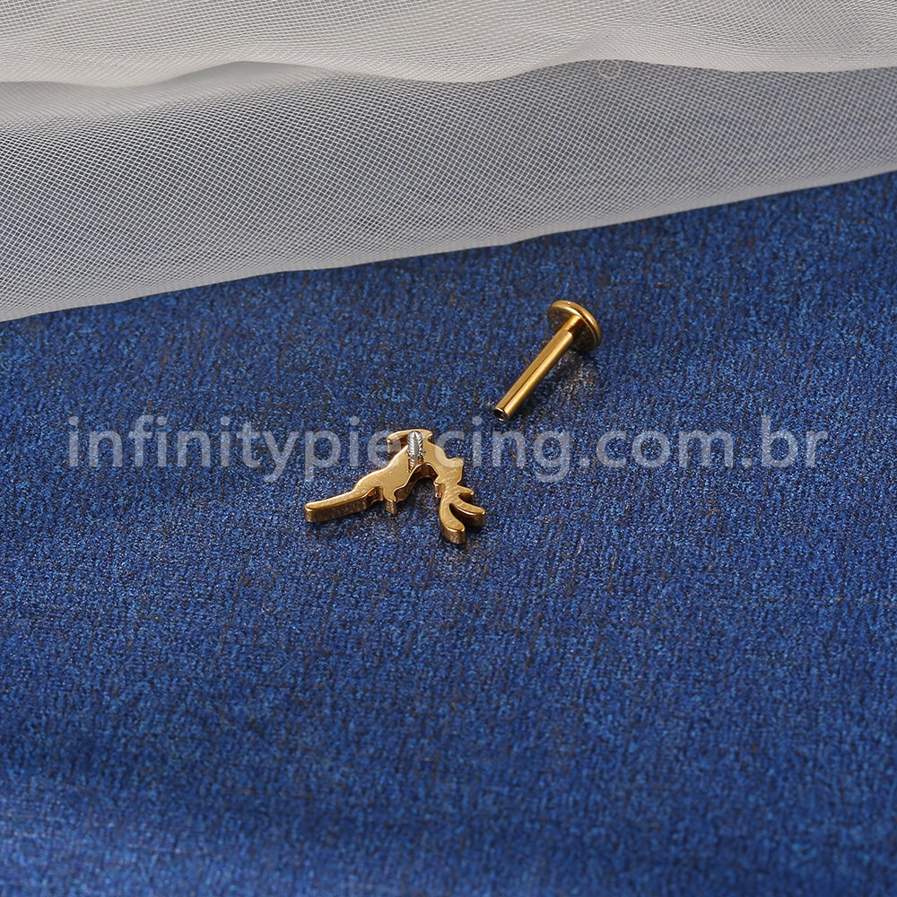 Piercing Labret Aço Cirúrgico Cervo Zircônia