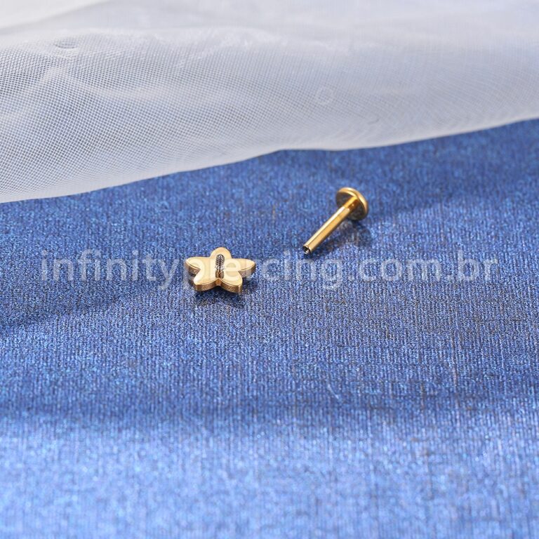 Piercing Labret Titânio Flor Zircônia