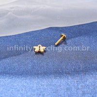 Piercing Labret Titânio Flor Zircônia