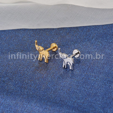 Piercing Labret Aço Cirúrgico Elefante 1 Zircônia 10323 1.2X8