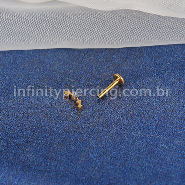 Piercing Labret Aço Cirúrgico Estrelas 1 Zircônia