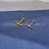 Piercing Labret Aço Cirúrgico Estrelas 1 Zircônia