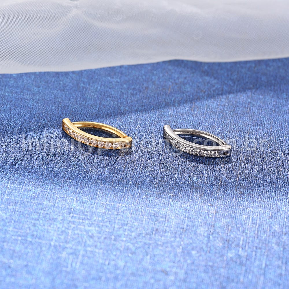 Piercing Argola Para Umbigo  Aço Cirúgico 1 Fileira Zircônia
