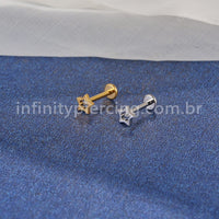 Piercing Labret Aço Cirúrgico Estrela Vazada Zircônia