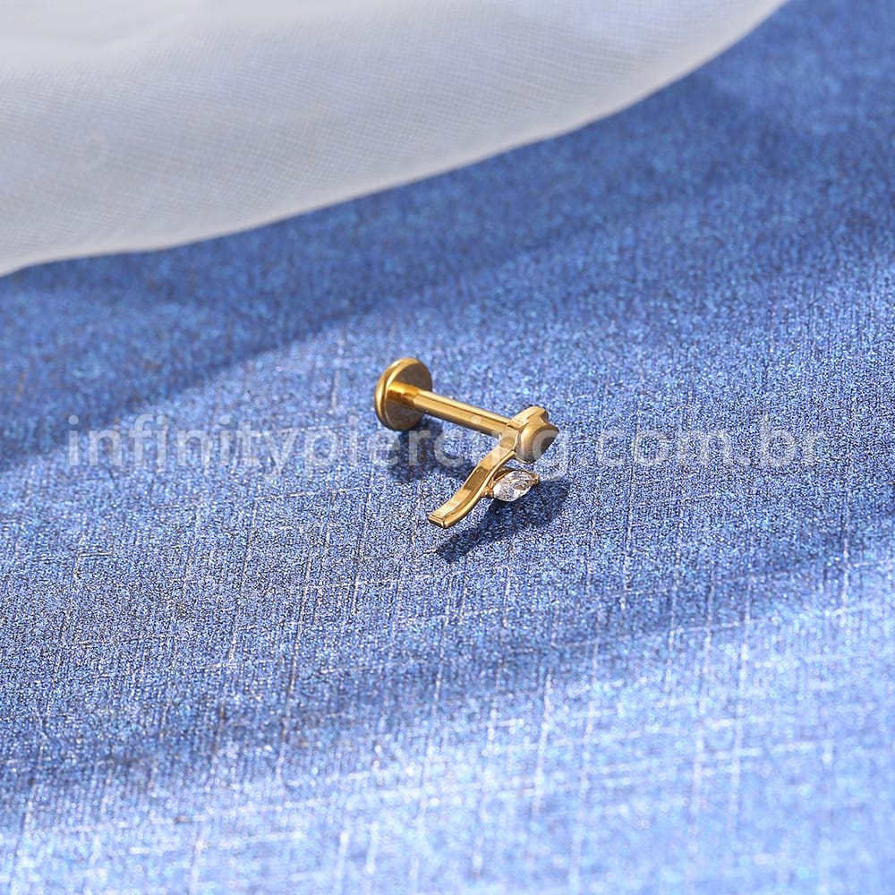 Piercing Labret Titânio Rosa Zircônia
