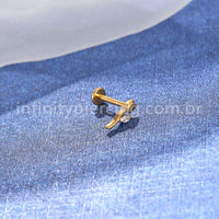 Piercing Labret Titânio Rosa Zircônia
