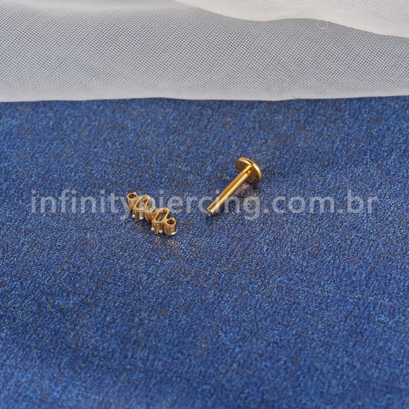 Piercing Labret Titânio 5 Zircônias