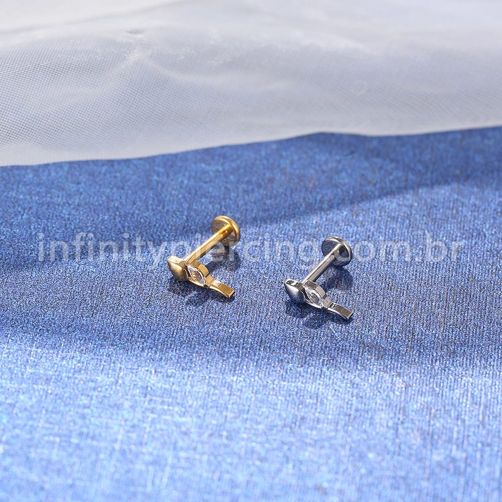 Piercing Labret Titânio Rosa Zircônia