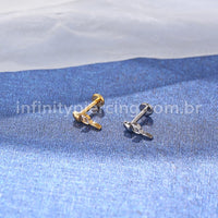 Piercing Labret Titânio Rosa Zircônia