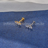 Piercing Labret Titânio 5 Zircônias