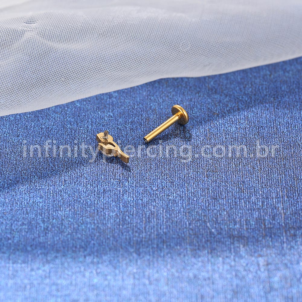 Piercing Labret Titânio Rosa Zircônia