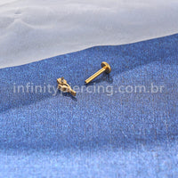 Piercing Labret Titânio Rosa Zircônia