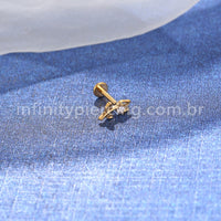 Piercing Labret Titânio Rosa Vazada Zircônia