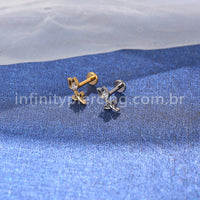 Piercing Labret Titânio Rosa Vazada Zircônia