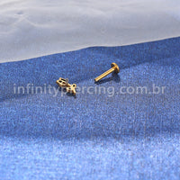 Piercing Labret Titânio Rosa Vazada Zircônia