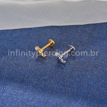 Piercing Labret Aço Cirúrgico Guarda-Chuva Zircônia