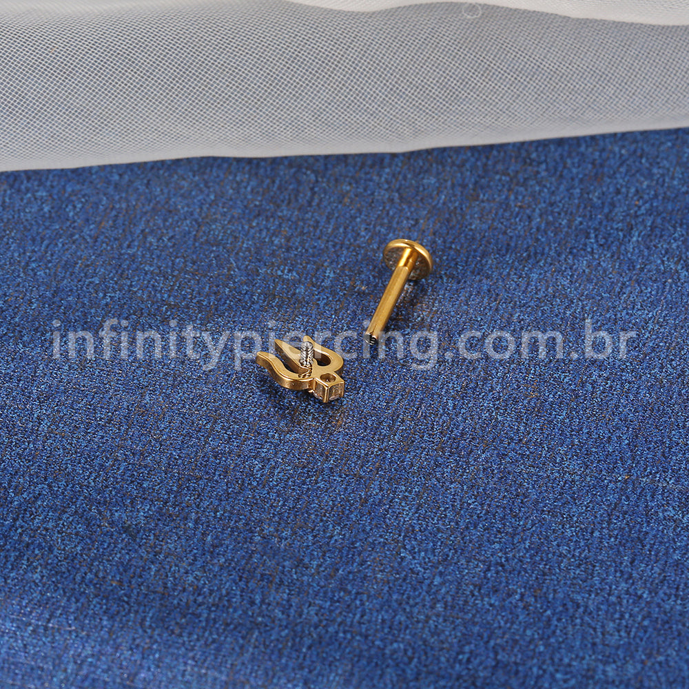 Piercing Labret Cobre Cluster Zircônia Cravejada 1.2X8 10198