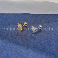 Piercing Labret Aço Cirúrgico Coruja Zircônia