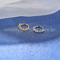 Piercing Argola Titânio Detalhes Zircônia Cravejada