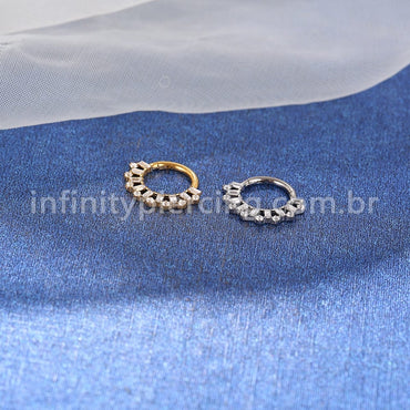Piercing Argola Titânio Detalhes Zircônia Cravejada