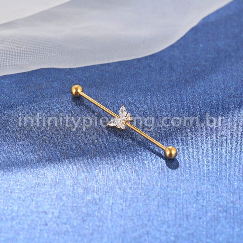Piercing Transversal Titânio Borboleta Zircônia