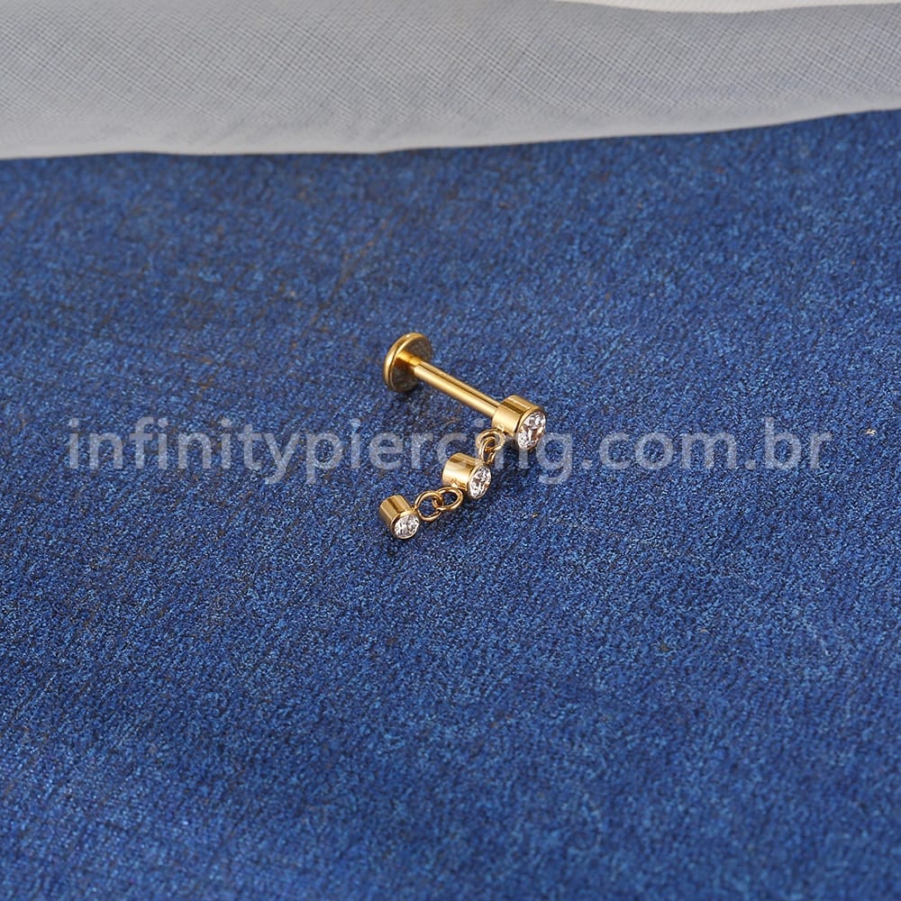 Piercing Labret Titânio Ponto De Luz Com Pingente Zircônia