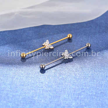 Piercing Transversal Titânio Borboleta Zircônia