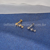 Piercing Labret Titânio Ponto De Luz Com Pingente Zircônia