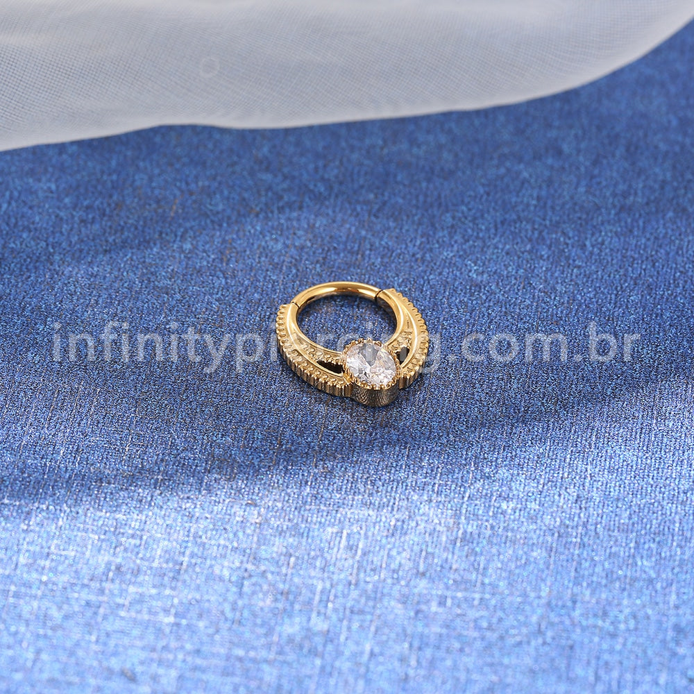 Piercing Argola Titânio Trabalhada / Zircônia