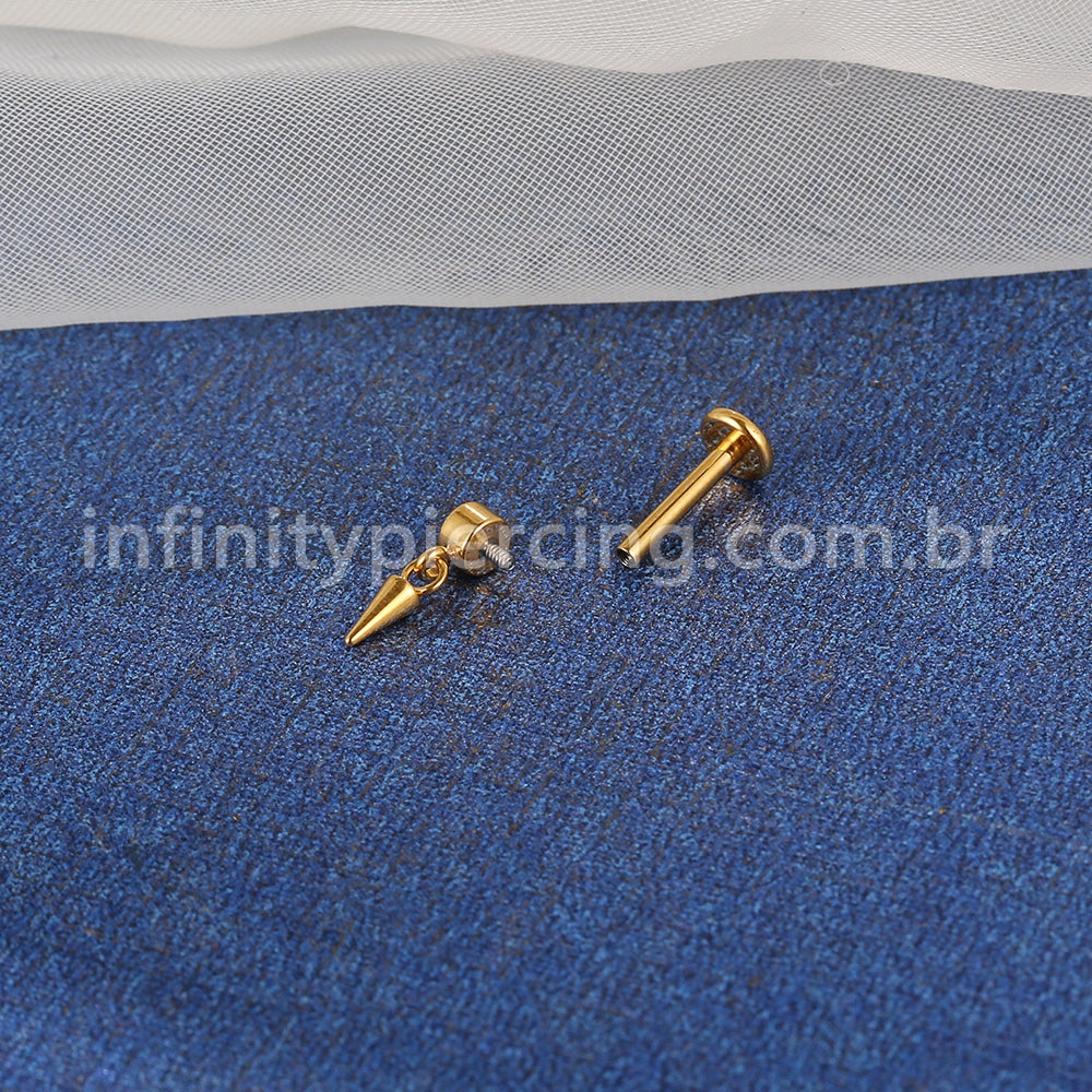 Piercing Labret Titânio Ponto De Luz Com Pingente Spike