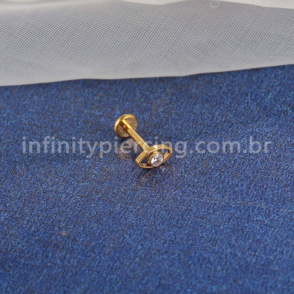 Piercing Labret Titânio Olho Zircônia