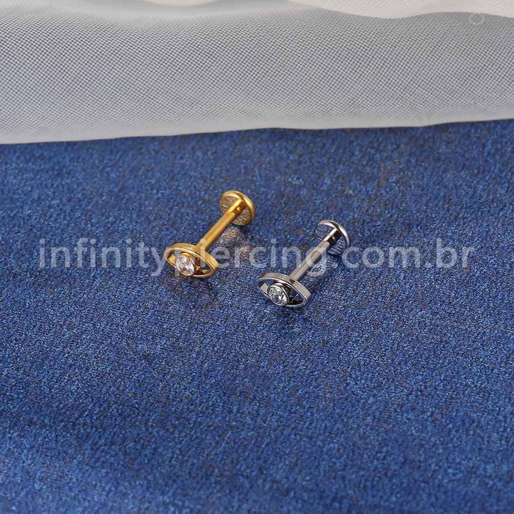 Piercing Labret Titânio Olho Zircônia