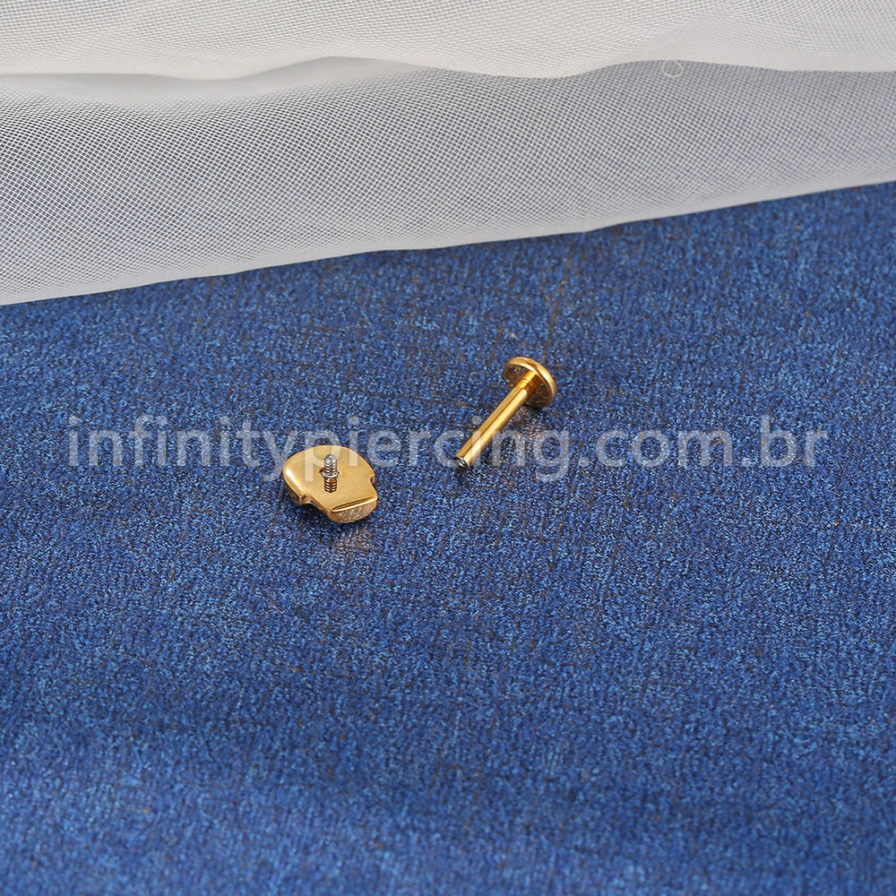 Piercing Labret Titânio Caveira