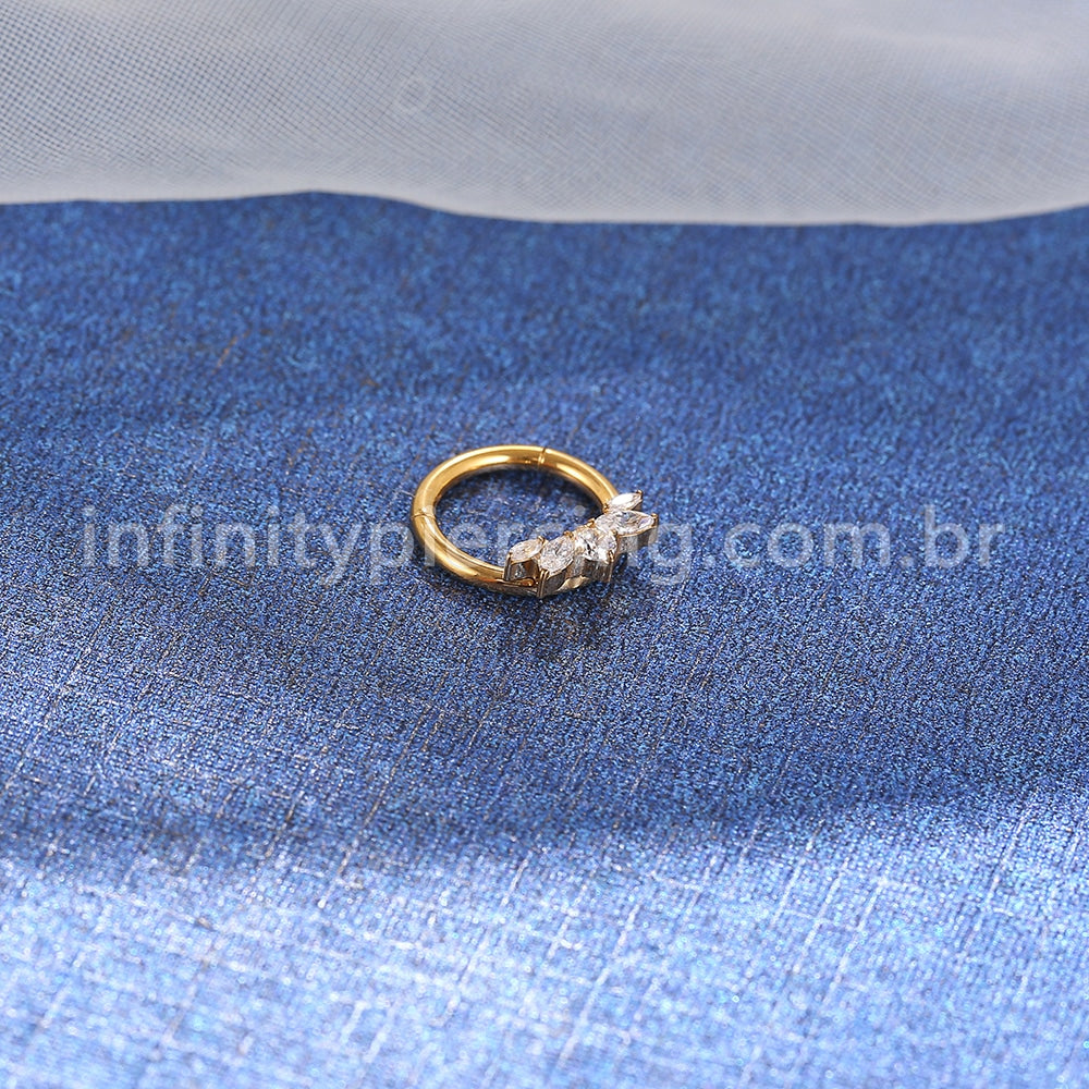 Piercing Argola Titânio Detalhes Zircônia Cravejada