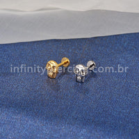 Piercing Labret Titânio Caveira