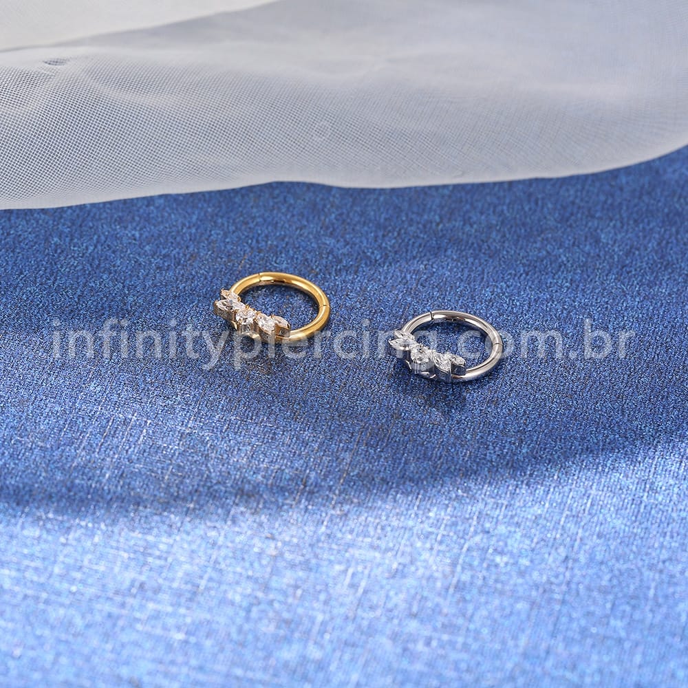 Piercing Argola Titânio Detalhes Zircônia Cravejada