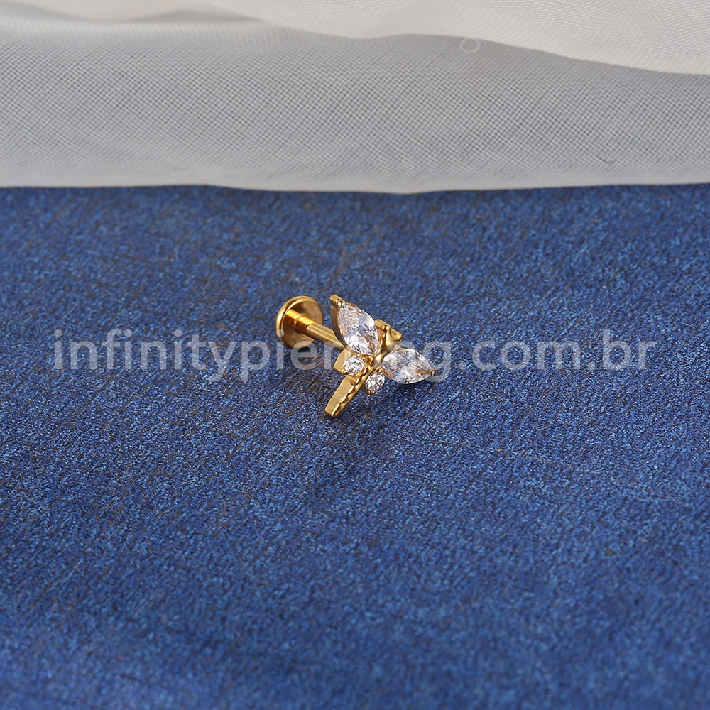 Piercing Labret Titânio Libélula