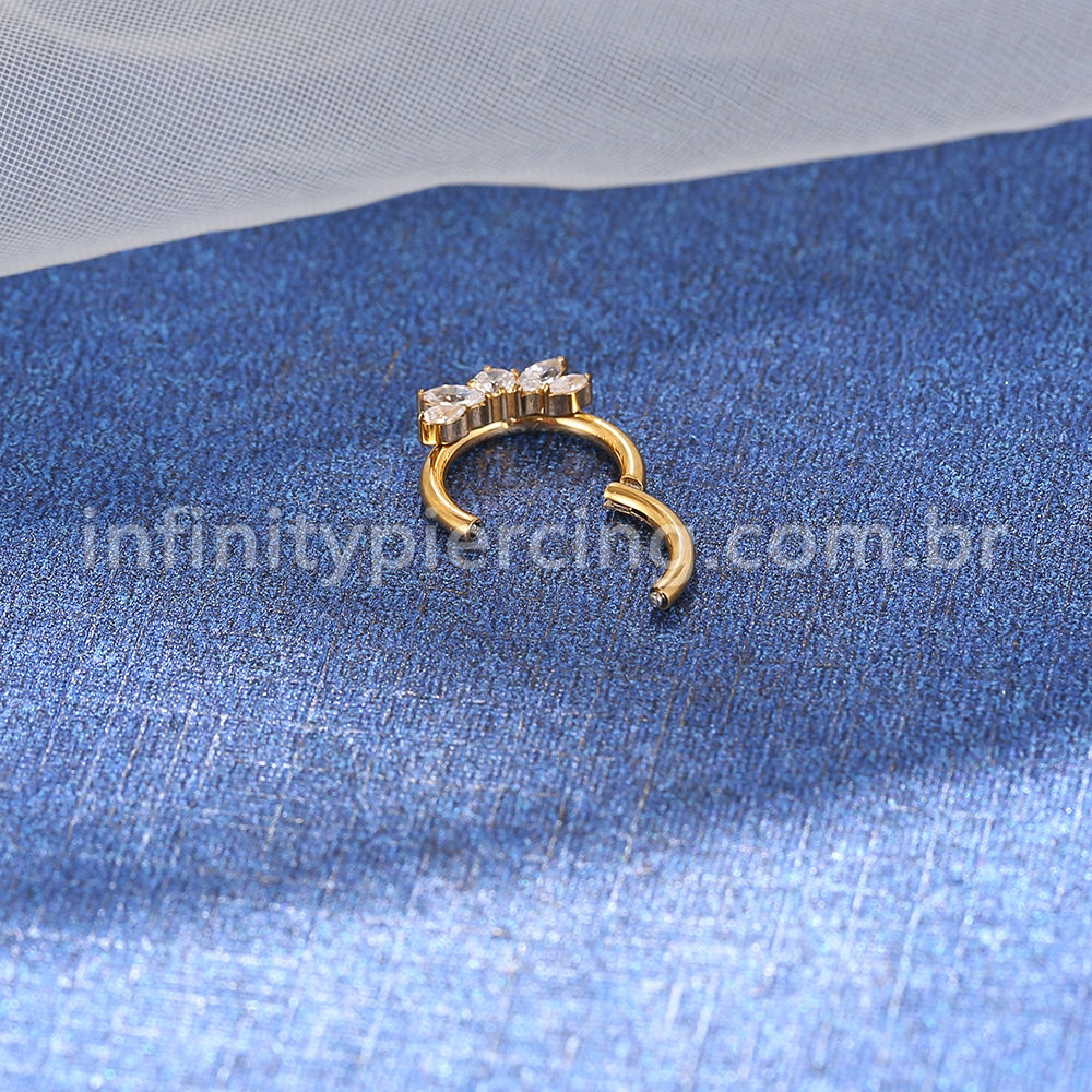 Piercing Argola Titânio Detalhes Zircônia Cravejada