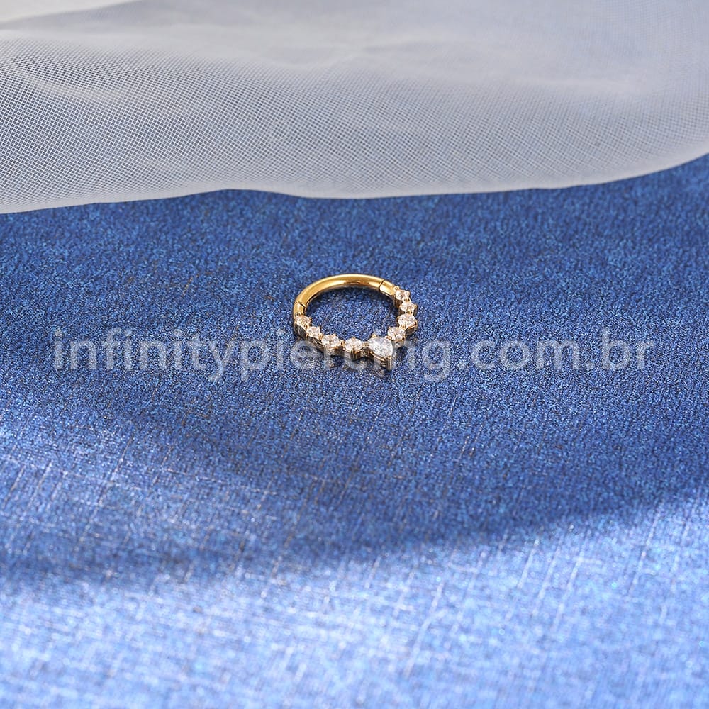 Piercing Argola Titânio Zircônia Gota Cravejada